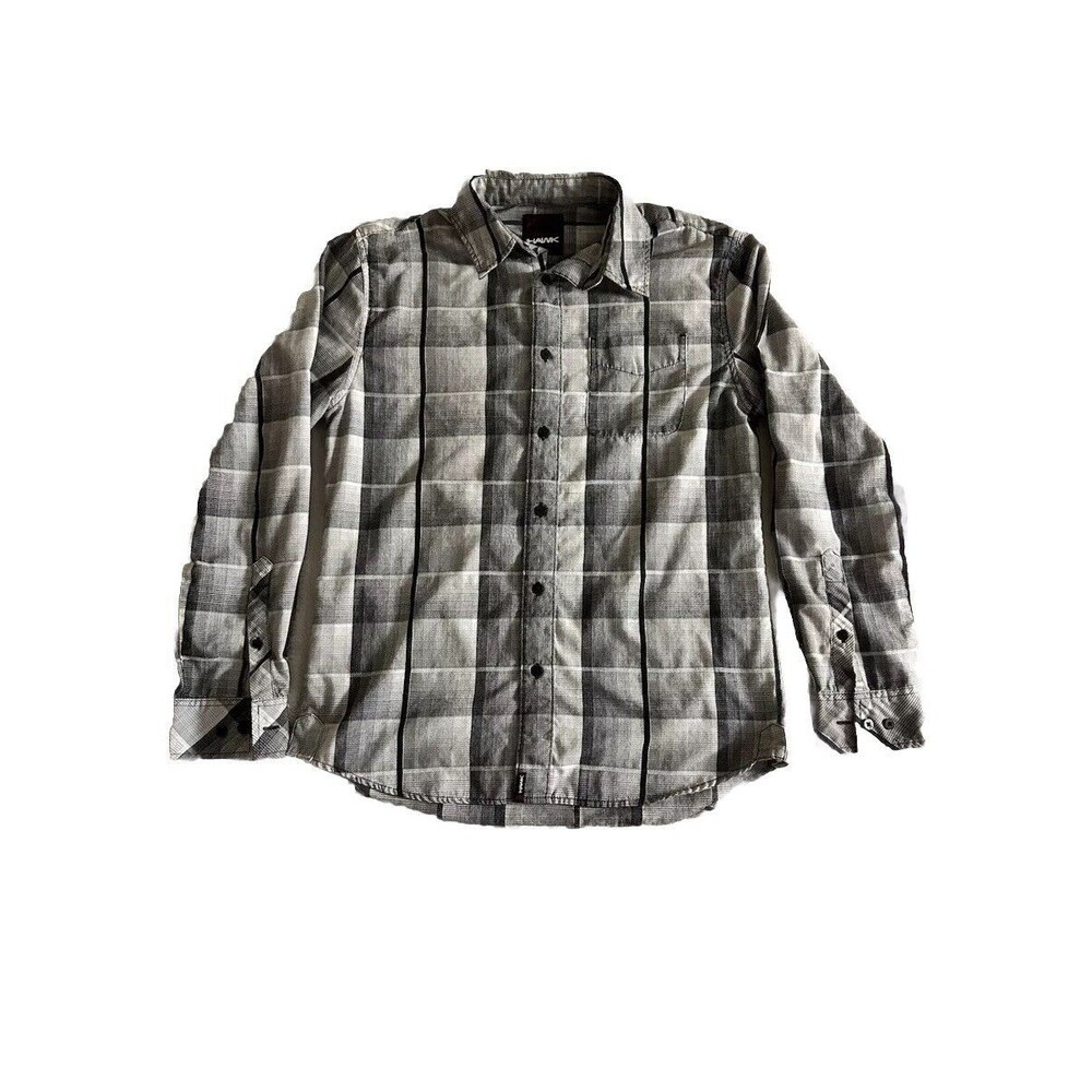 Tony Hawk Shirt  Size Mens Medium Gray Line Stripe‎ Long Sleeve Button Up